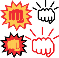 set of labels Fight icon Sign Vector art illustration danger fight icon set symbol icon sign