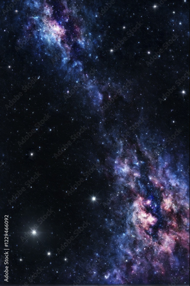 Poster a dynamic section of a nebula with brilliant star clusters and vibrant colors against deep space, ai