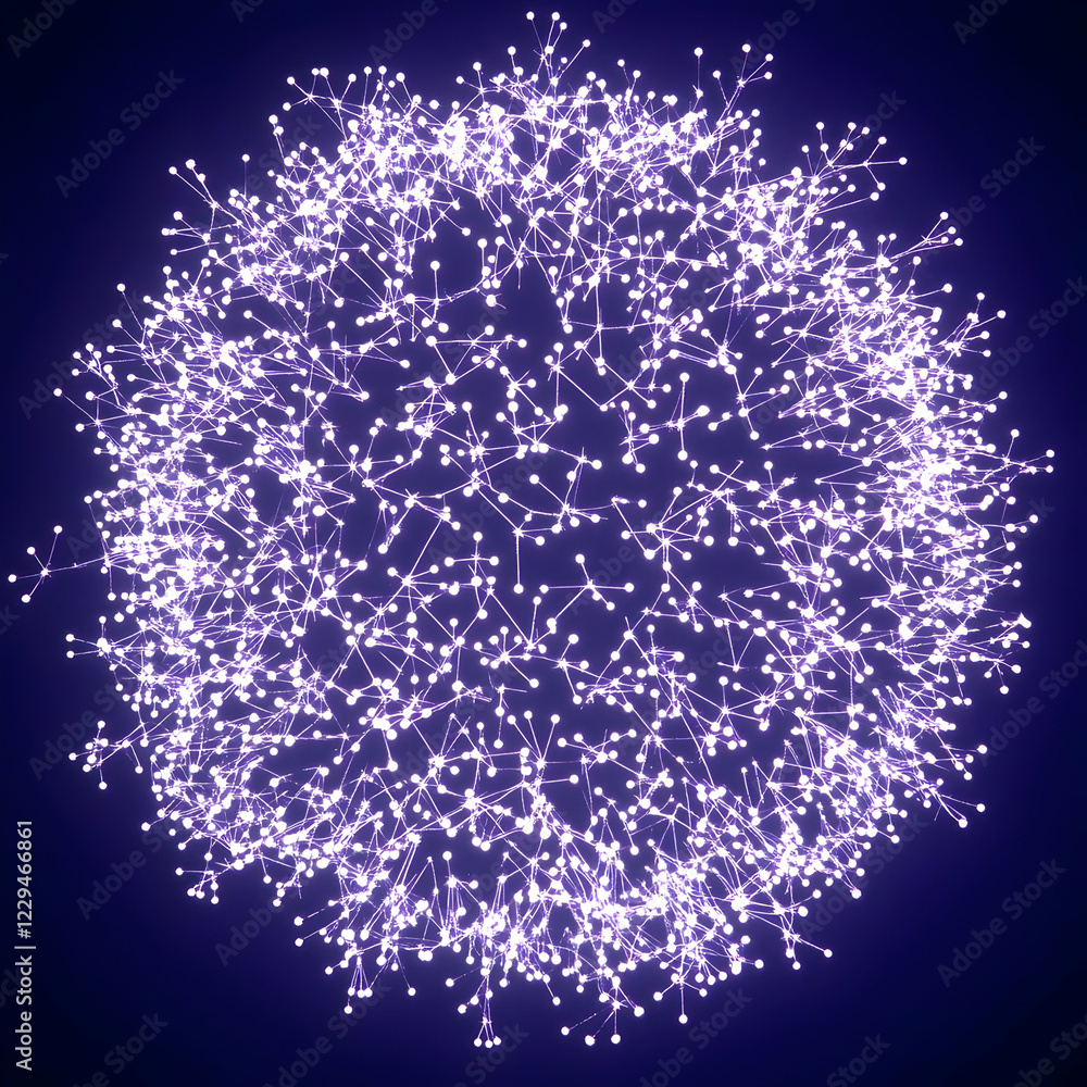 Poster abstract 3d sphere with interconnected nodes and glowing lines creates a complex network visualizati