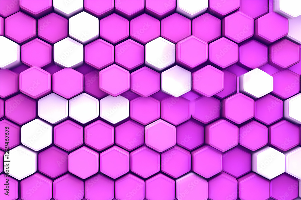 Poster 3d render of pink and white hexagonal pattern forms a geometric abstract background design