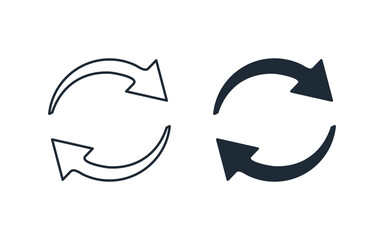 Rotating arrows. Update in business. Vector linear icon illustration isolated on white background.