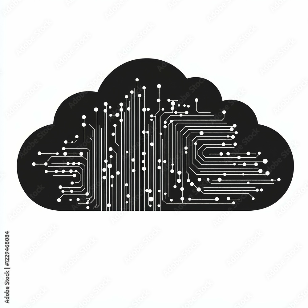 Poster intricate cloud circuit design symbolizing modern data technology systems