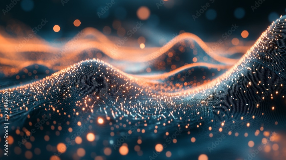 Poster captivating abstract wave patterns in neon lighting for digital visualization