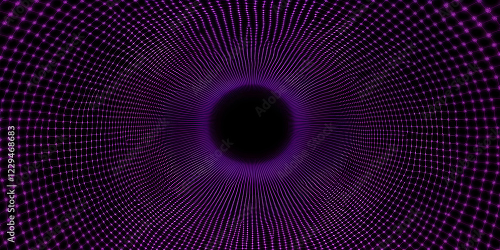 Poster abstract purple grid tunnel creates a futuristic and dynamic visual experience