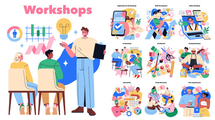 Workshops. Flat Vector Illustration