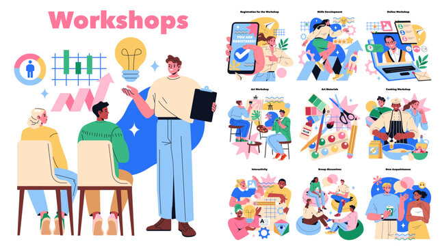 Workshops. Flat Vector Illustration