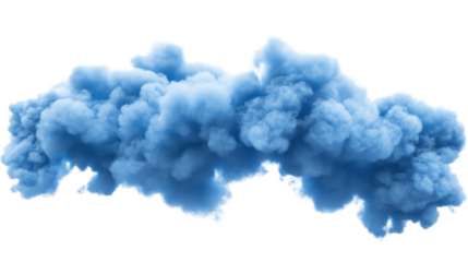 Blue smoke cloud on transparent background. Transparent background