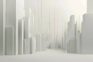 Minimalistic abstract representation of tall skyscrapers in monochrome, illustration, AI generated