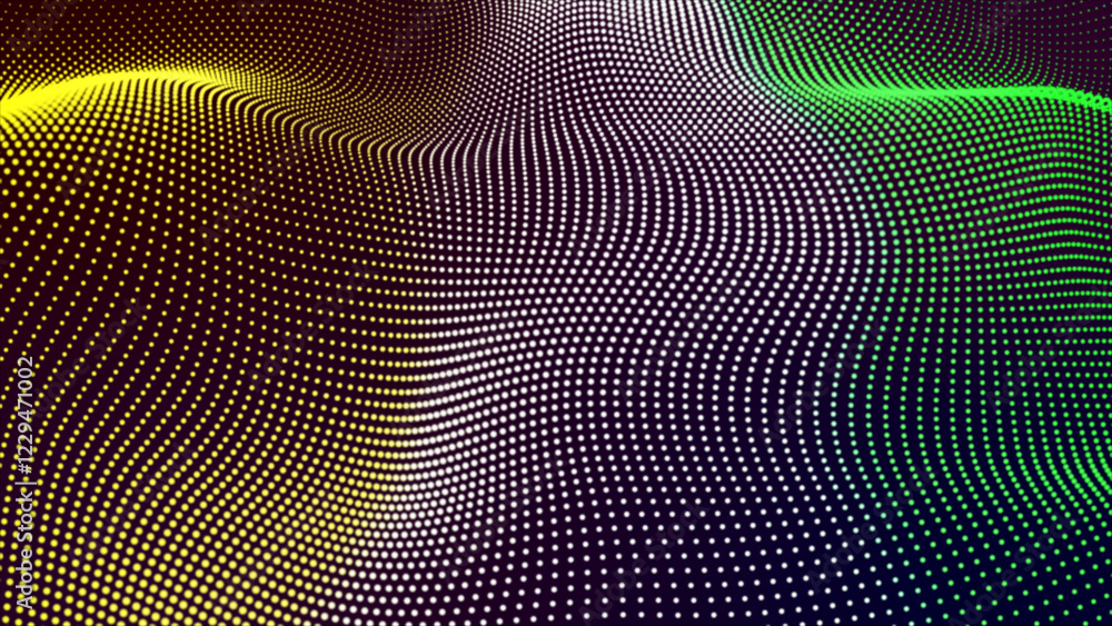 Poster abstract and technology dots wave background. abstract background of technological wave made of part