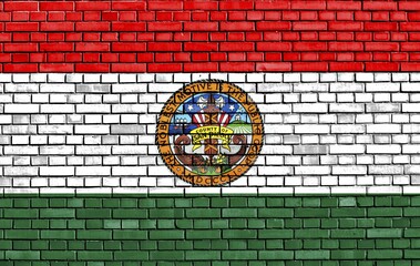 Flag of San Diego County painted on brick wall