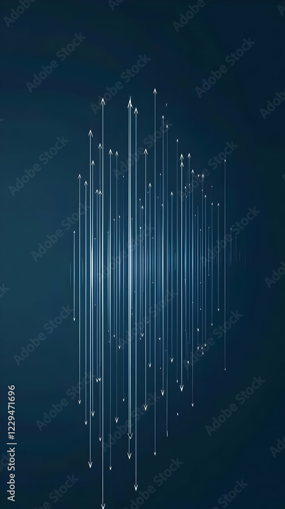 Poster abstract background shows up and down arrows with futuristic design and dark blue backdrop