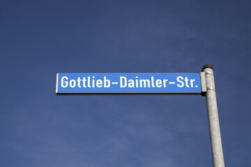 Obraz premium Sign, Gottlieb-Daimler-Str. street, Dortmund, Ruhrgebiet region, North Rhine-Westphalia, Germany, Europe, PublicGround, Europe