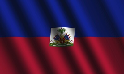 Naklejka premium The Haiti flag flying in the wind