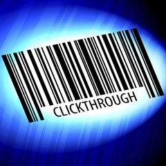 Clickthrough, barcode with blue Background