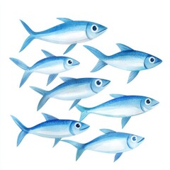 Watercolor fish illustration underwater scene art print creative environment colorful viewpoint aquatic concept, isolated on white background