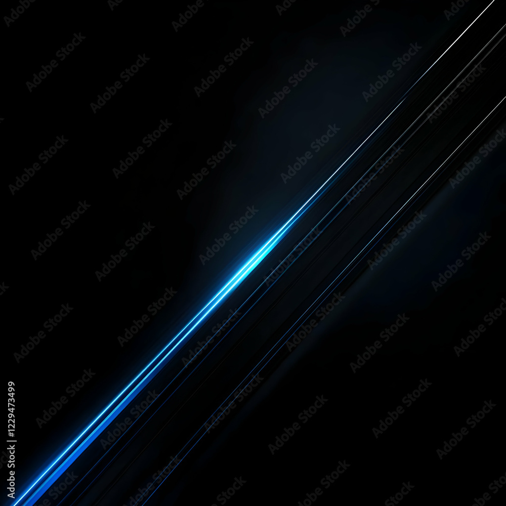 Poster abstract background features diagonal blue light streaks on a dark background with subtle lighting e