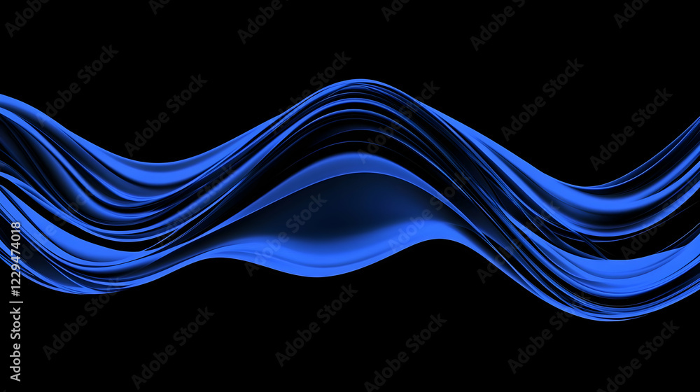 Poster abstract blue waves flow gracefully across a dark background, creating a dynamic and fluid design.