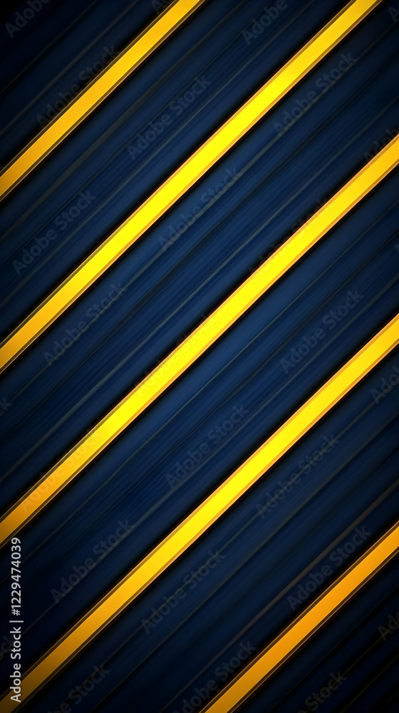 Poster diagonal yellow stripes on a dark blue background create a dynamic visual contrast