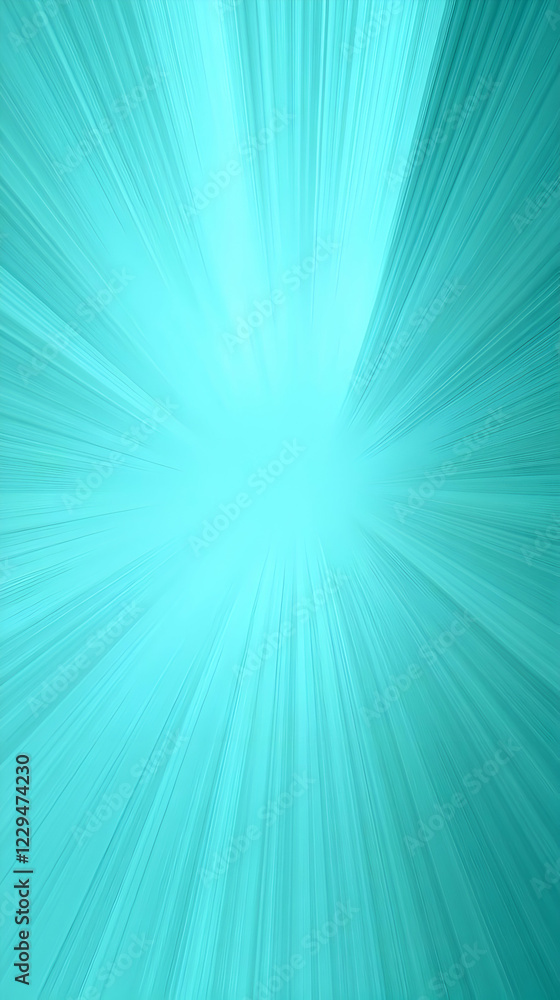 Poster abstract turquoise background with radiating lines creates dynamic visual effect