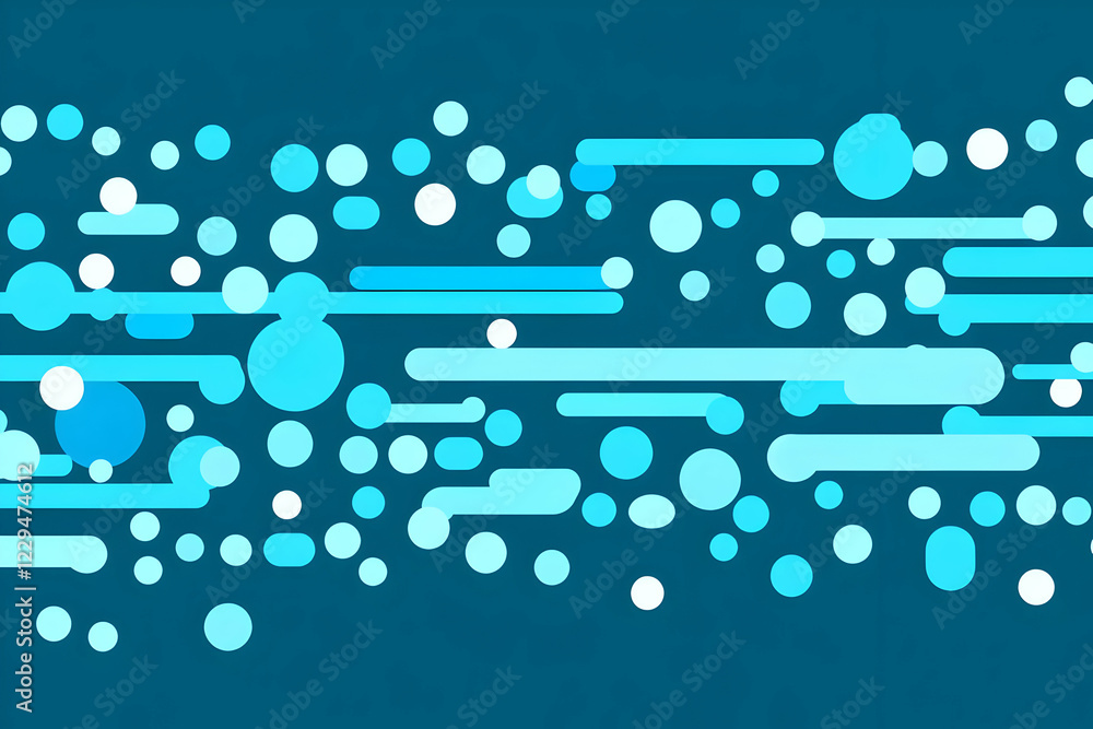 Poster abstract background with blue and white circles and lines creates dynamic visual
