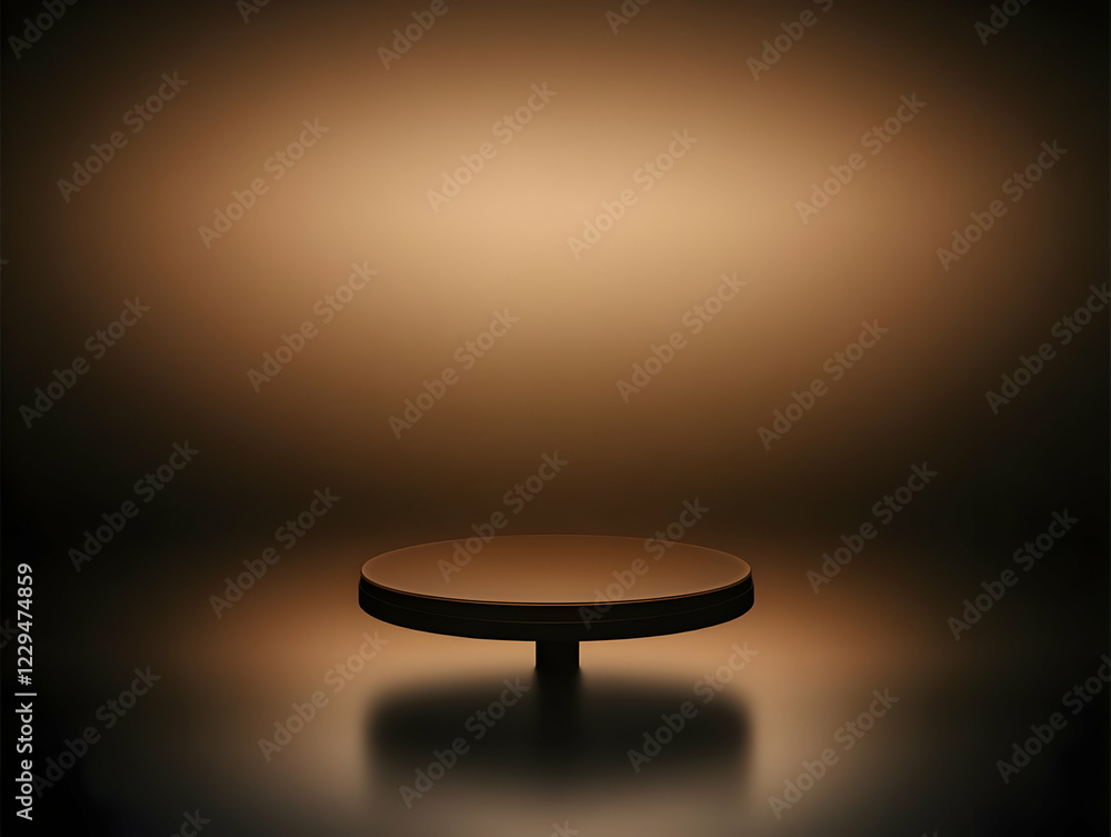 Poster 3d rendering of a round podium on a brown gradient background in a studio setting