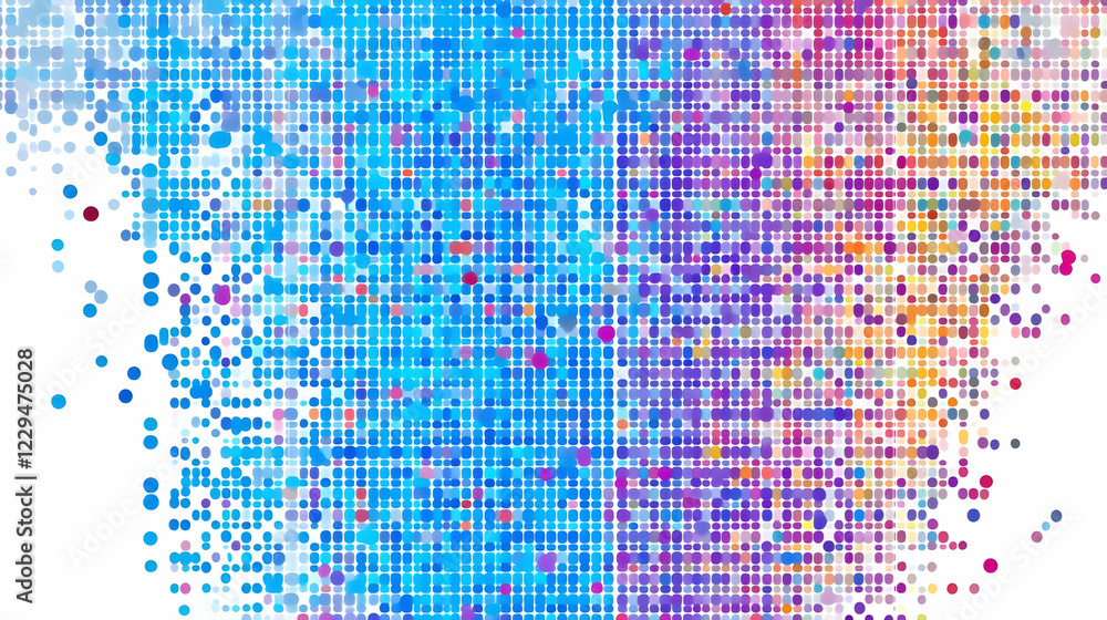 Poster abstract background displays colorful dotted pattern with varied sizes and density creates a vibrant