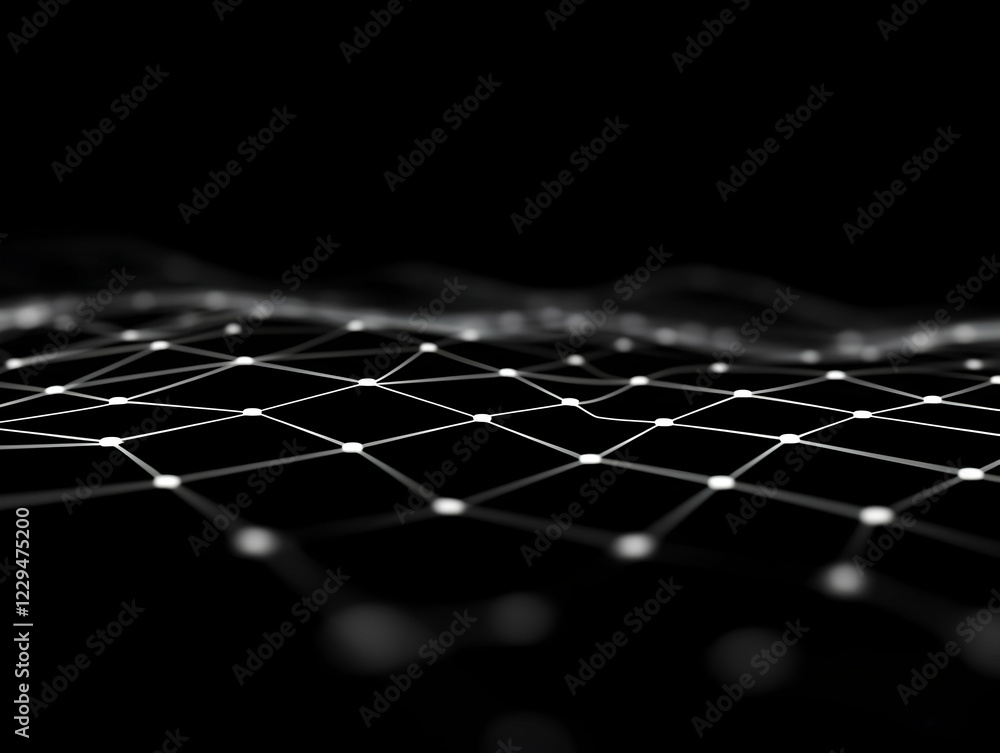 Poster Abstract 3D Wireframe Mesh Network Grid Background with Nodes and Connections