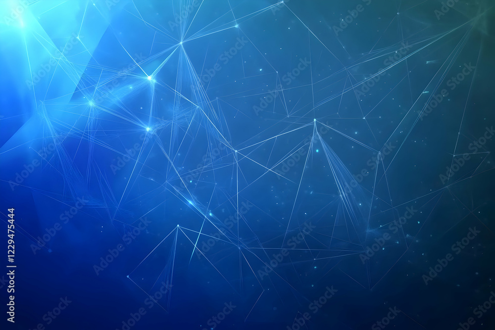 Poster abstract blue background shows network connections and data flow smoothly with digital technology