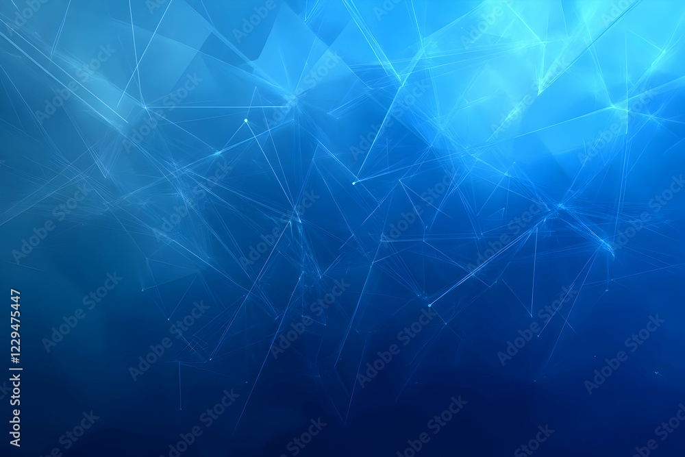 Poster abstract blue background creates a network of interconnected lines and nodes dynamically.
