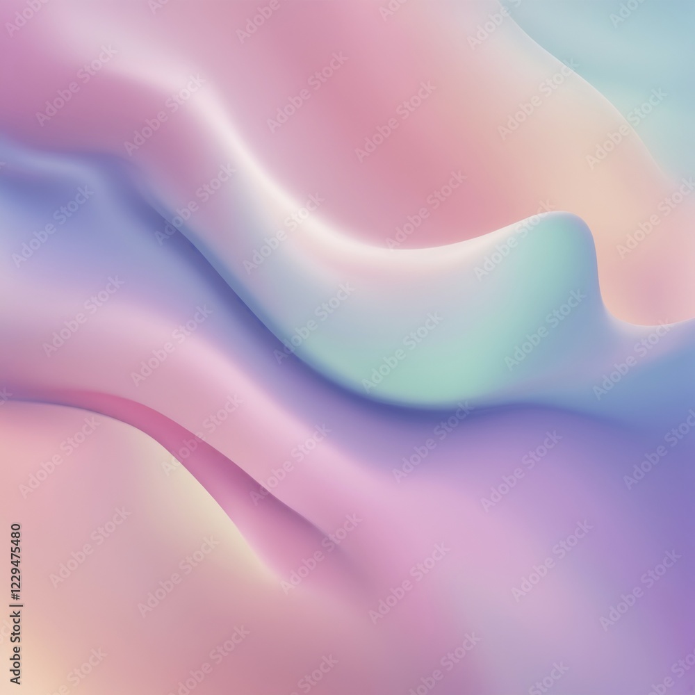 Poster abstract pastel design with smooth, wavy patterns of pink and blue creating a soft, flowing appearan