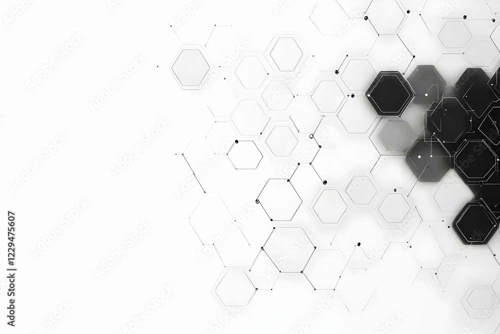 Poster Abstract background forms a hexagonal network with interconnected nodes, creating a complex structure