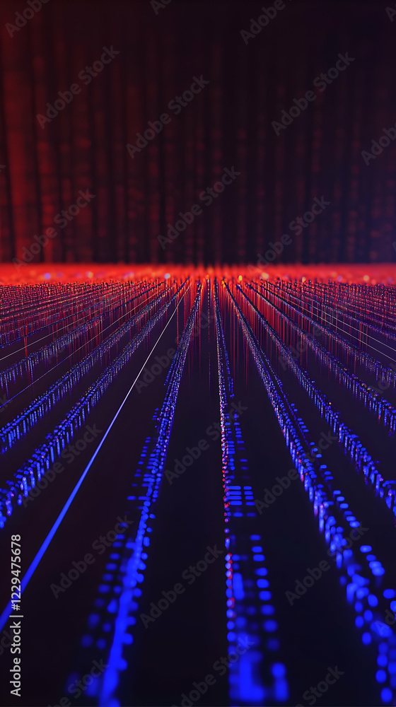 Poster abstract 3d illustration of data streams flowing through cyberspace with vibrant colors and dynamic 