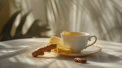 Ginger Tea with Lemon in Elegant Setting