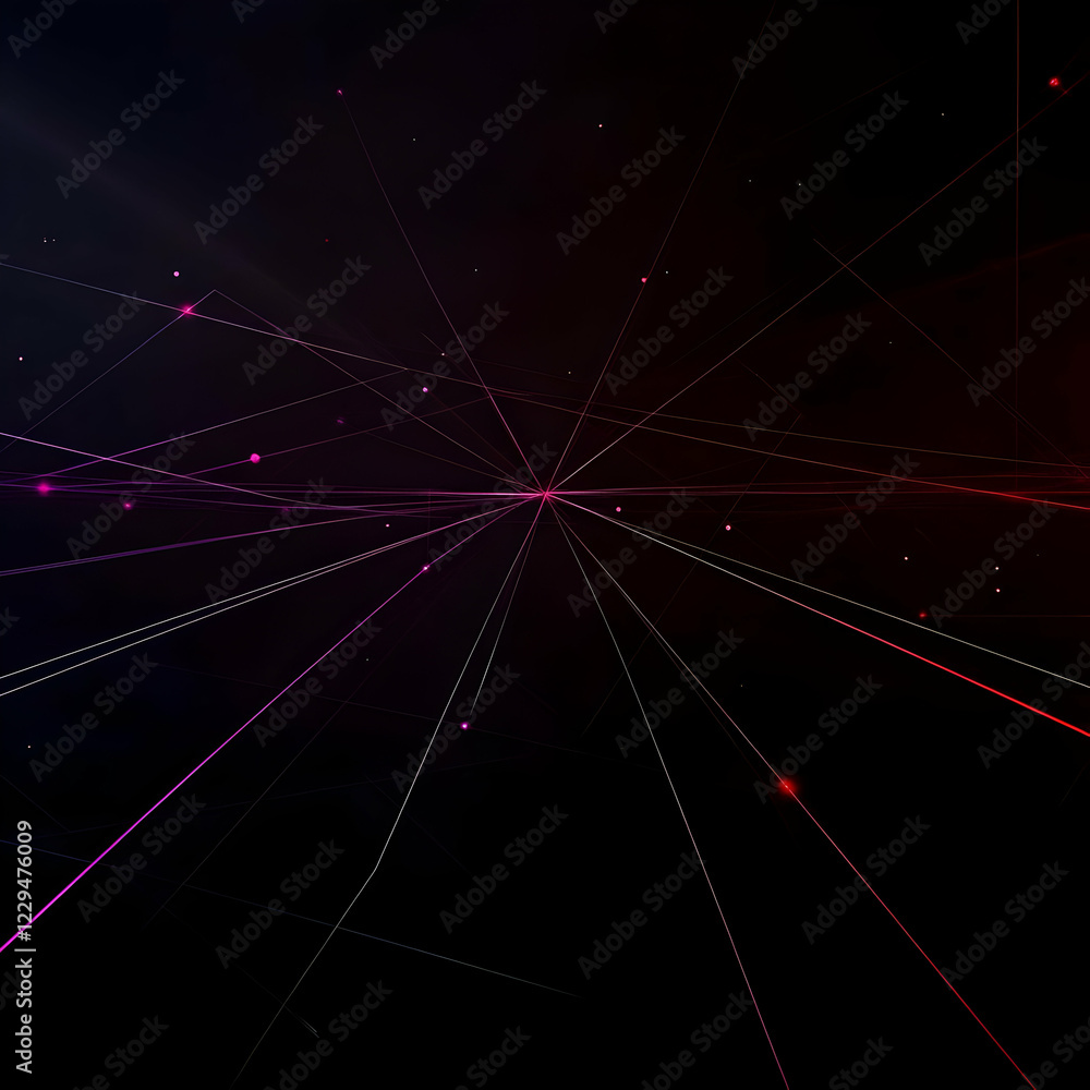 Poster abstract background shows intersecting lines and dots radiating outward with dark background