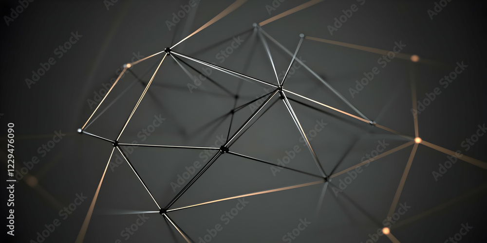 Poster Abstract 3D structure forms complex geometric pattern with glowing nodes and interconnections.