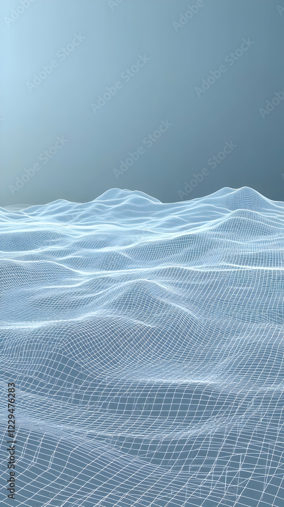Aufkleber abstract 3d wireframe landscape forms a digital terrain with subtle curves.