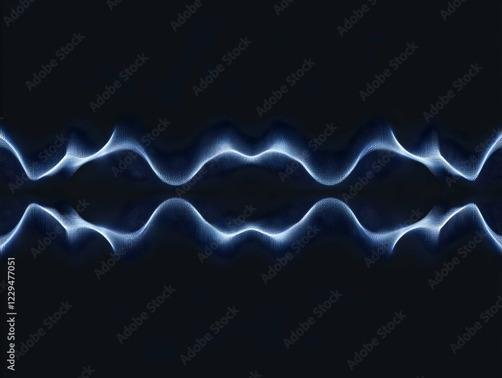 Aufkleber abstract blue light waves flowing smoothly on a dark background creates a dynamic visual