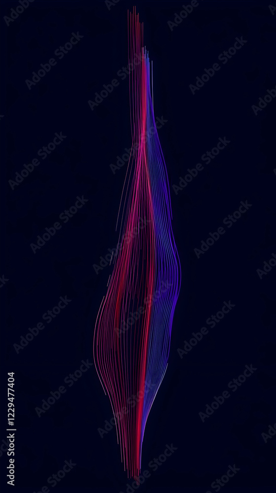 Poster abstract background shows flowing pink and blue lines dynamically on a dark backdrop.