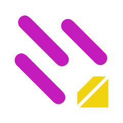 Abstract design with purple shapes and yellow square
