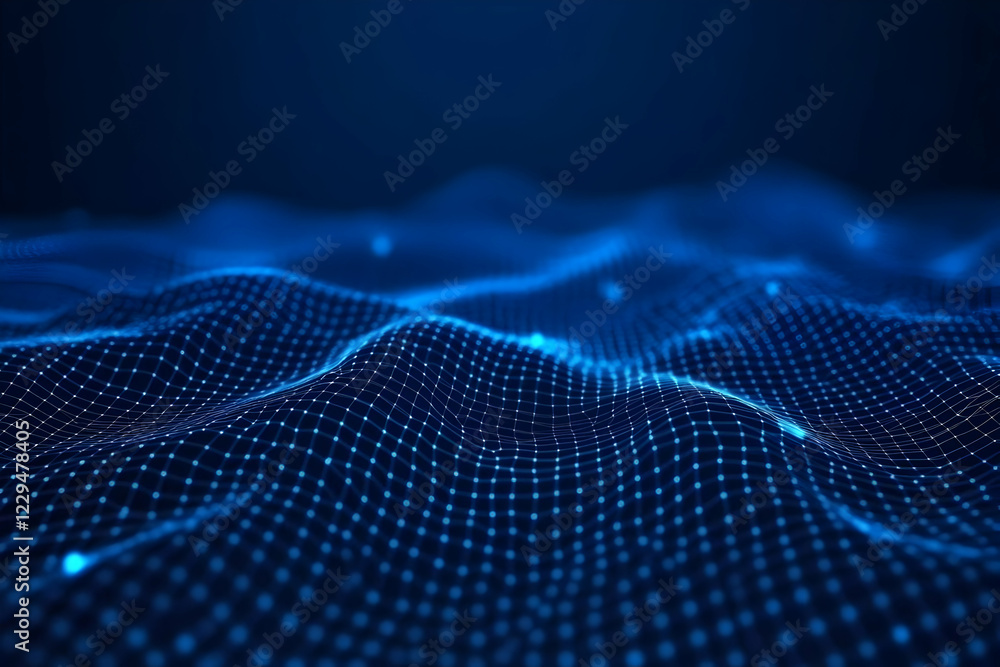 Poster abstract blue digital wave background creates a futuristic and technological design smoothly.