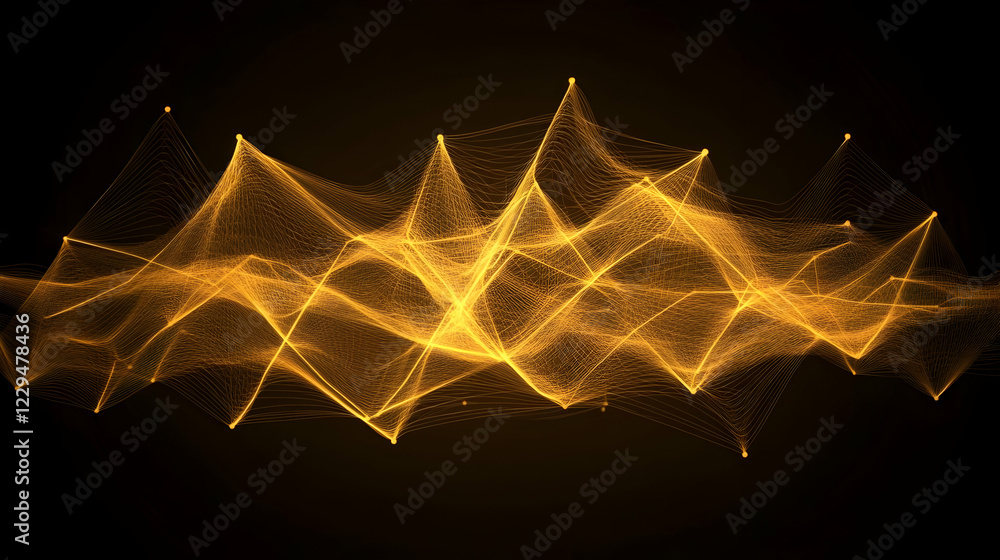 Aufkleber abstract golden waveforms flow dynamically across a dark background