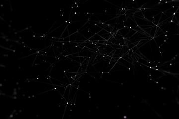 Abstract Network Connections Form Intricate Patterns on a Dark Background with Subtle Lighting