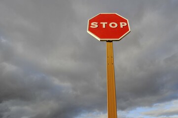 Stop sign in Fuertaventura, Canary Islands, Spain, Europe
