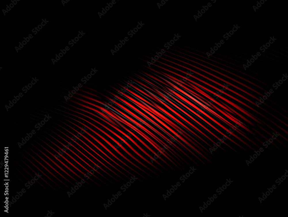 Poster abstract red and black lines flowing dynamically across a dark background
