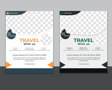 Travel flyer design template, tour flyer, tourism color a4 print ready flyer.