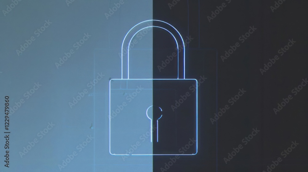 Poster digital illustration of a padlock symbolizing security and privacy in a modern context