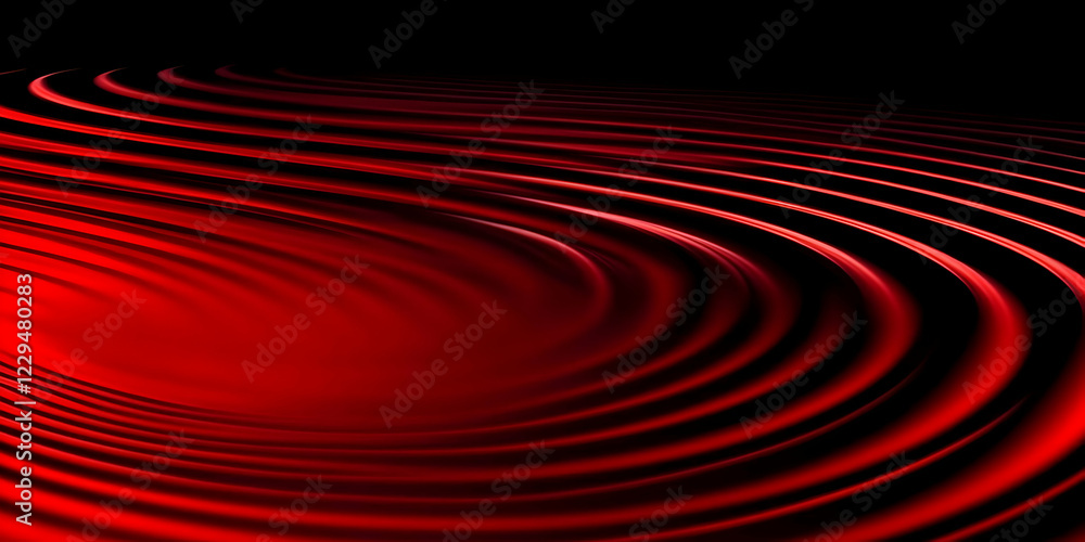 Poster abstract red waves flowing smoothly on a dark background