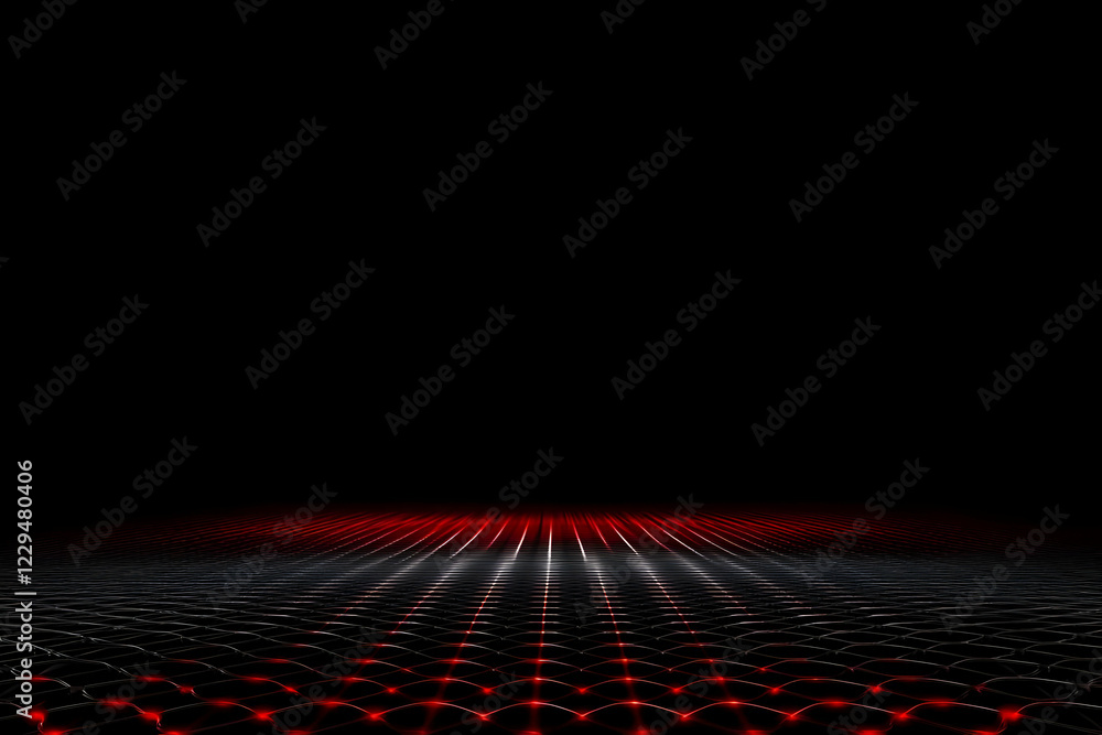 Poster red and white grid with glowing lines creates stunning visual in dark background