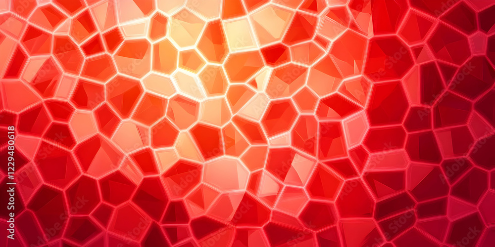 Poster red abstract background creates a dynamic visual with geometric shapes and vibrant colors.