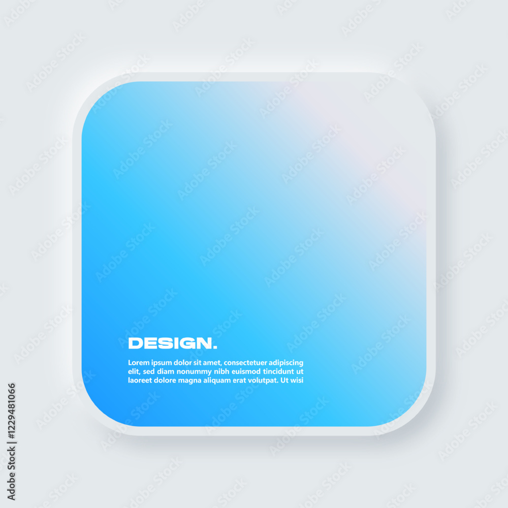 Poster colorful square user interface. pop up window with neomorphic style.